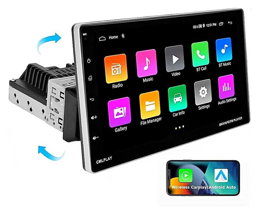 Мултимедия 9"  с Андроид Carplay Android Auto единичен дин навигация