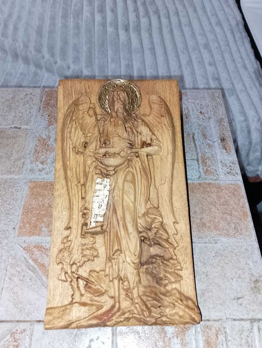 Дърворезба на,, Йоан Кръстител",антик масичка, абаносов слон-4кг.,