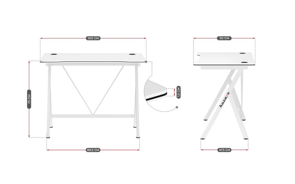 Birou pentru gaming Hero 1.4 Alb