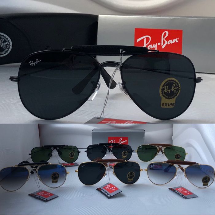 Мъжки слънчеви очила авиатор с кожа минерално стъкло 6 цвята