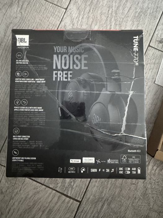 Casti audio Over-Ear JBL Tune 770NC, Wireless, ANC, Bluetooth, Multi-Point, Negru