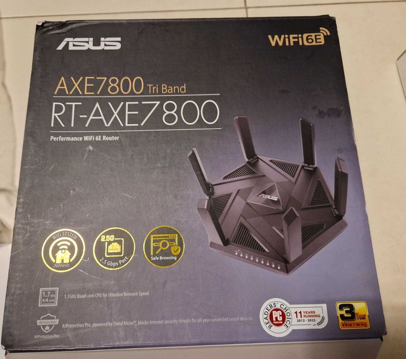 Гейминг рутер ASUS RT-AXE7800, Tri-Band, Wi-Fi 6E