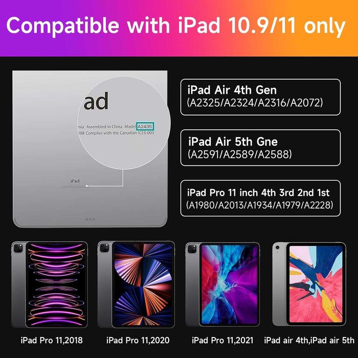 Магнитна клавиатура HOU с тъчпад за iPad Pro 11 и iPad Air (Нова)