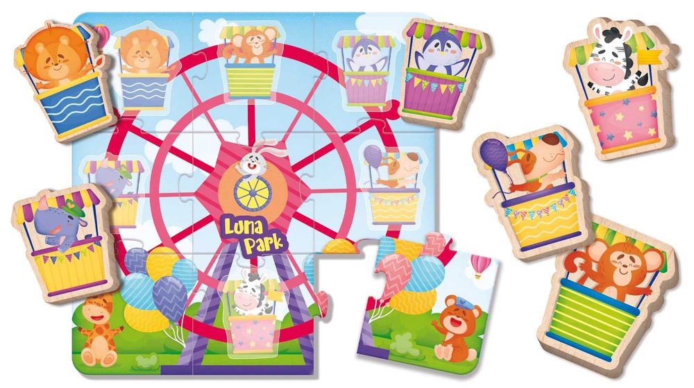 Детски дървен пъзел Lisciani Giochi Montessori Baby Luna Park