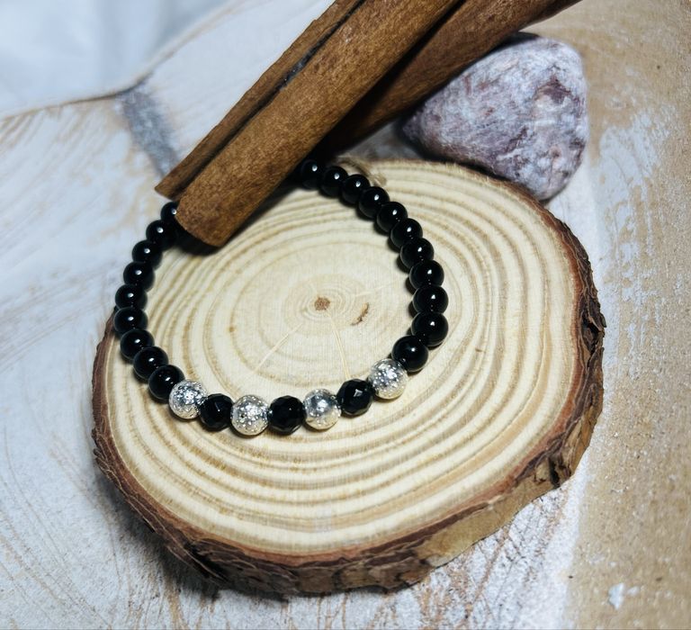 Bratara barbati negru lucios