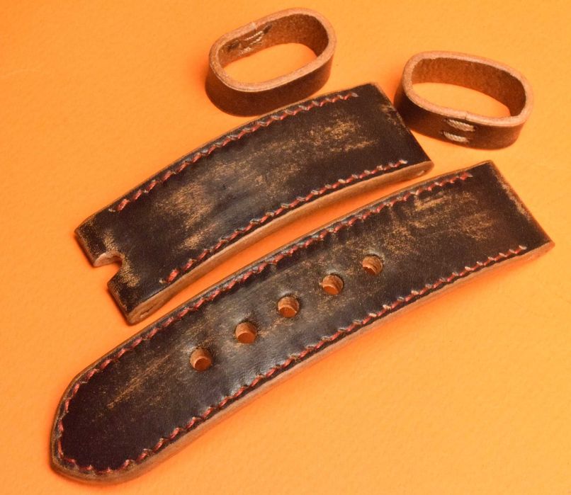 Каишка за часовник естествена кожа за Panerai 26,24mm ръчна изработка