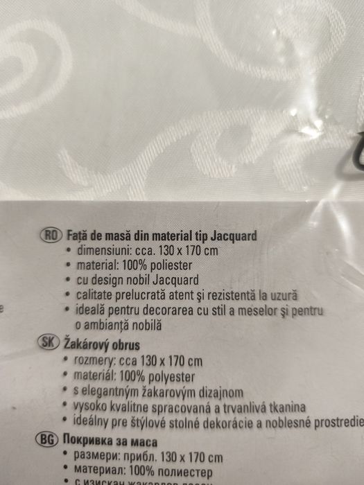 Fata de masa 6 pers 130x170cm NOU