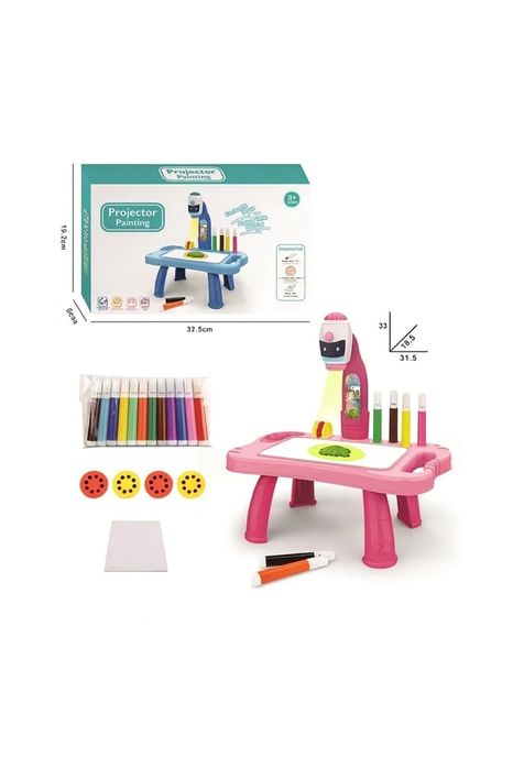 Masa de desenat cu proiector tip Robot culoare roz/albastru