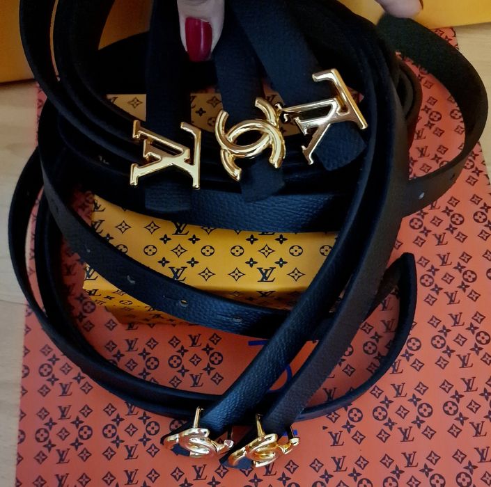 Curele inguste da,logo metalic auriu, new model