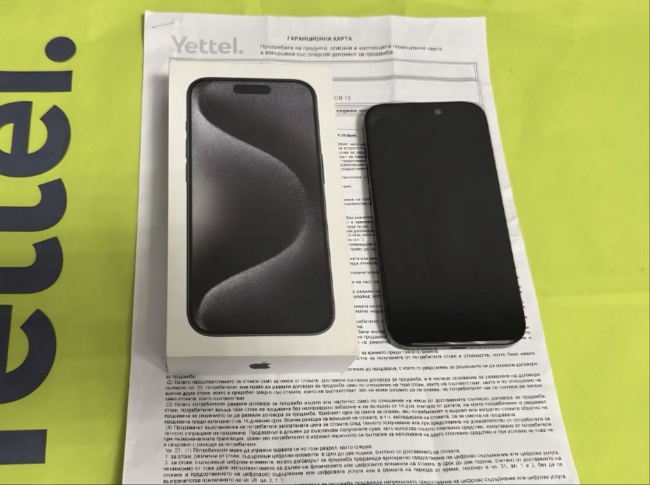 КАТО НОВ 256GB iPhone 15 Pro Yettel Гаранция 2026г. Black | Черен