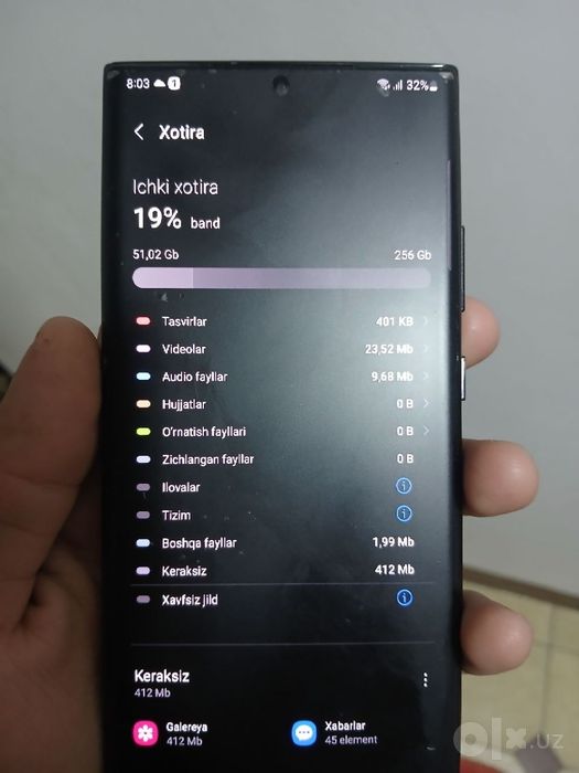 Note 20 ultra 5g 256 gb yahshi holatda
