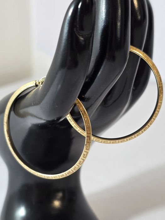 Cercei rotunzi din aur 14K cu model grecesc – 2,37 g