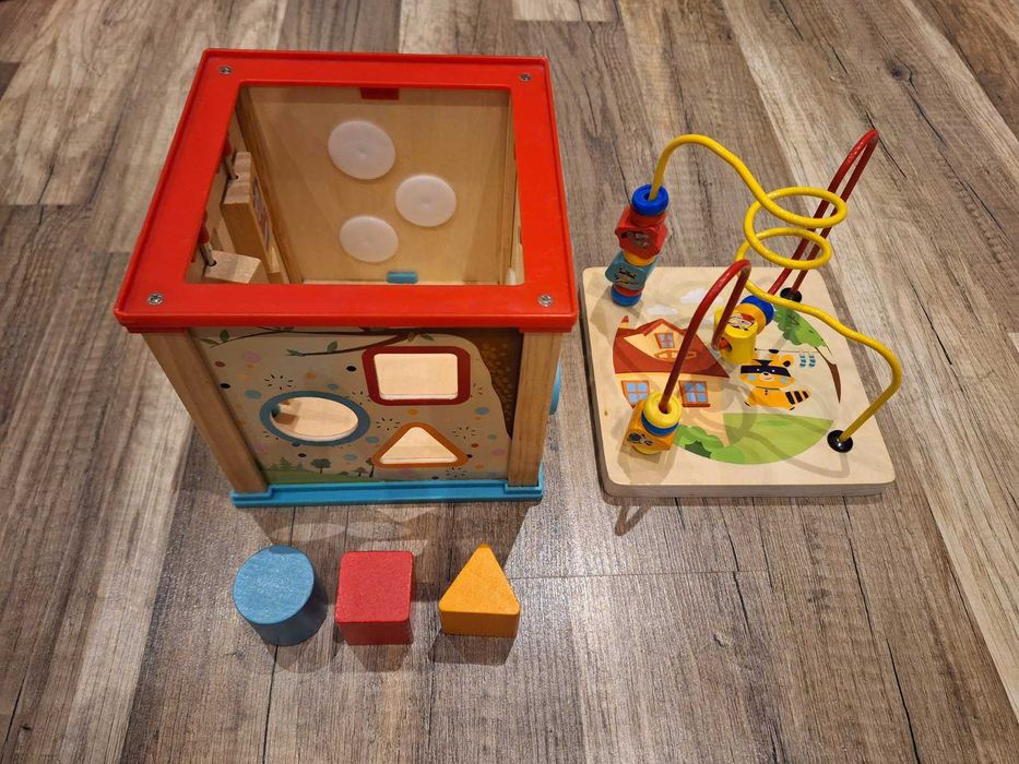 Дървени играчки -мултиактивен куб, въртящи кубчета, писта little dutch