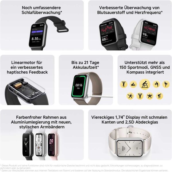 Нов Смарт Часовник Гривна Xiaomi Smart Band 9 Pro, 2 години Гаранция, Розов