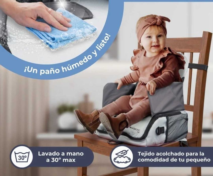 Преносимо столче за хранене и раница 2 в 1 Mobiclinic Kids (Сива маймунка)