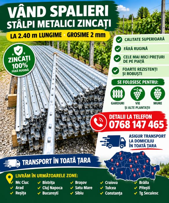 Vand spalieri stalpi zincati metalici