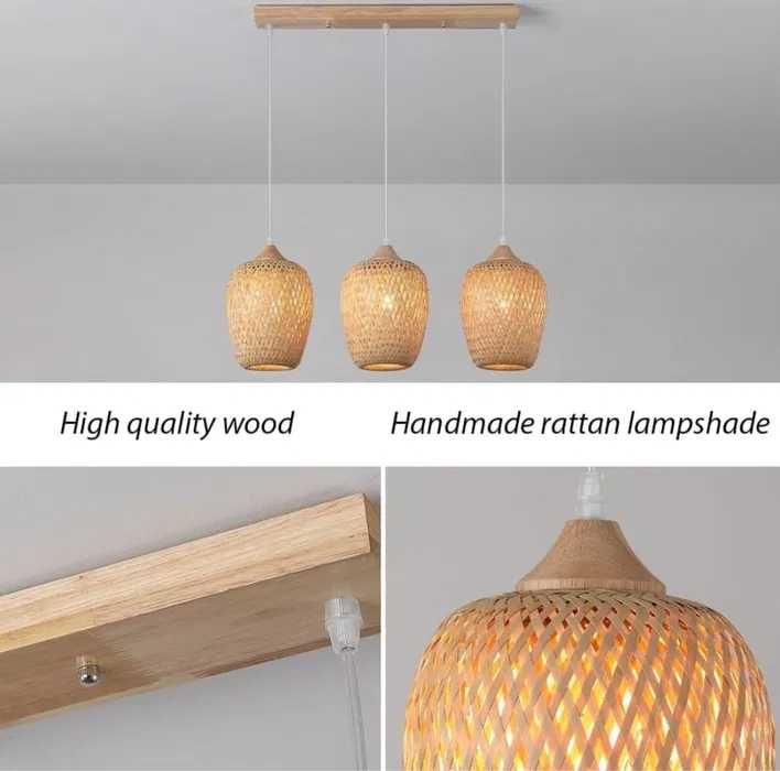 Ратан Бамбук таванна лампа в китайски стил намален на 120 лв