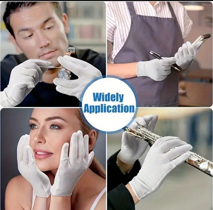 Белые перчатки 24 пары из вискозы