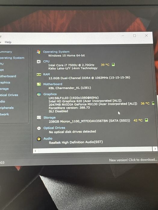 Acer gaming• i7-7500u• 12gb ram• Nvidia 2gb• SSD 256gb•