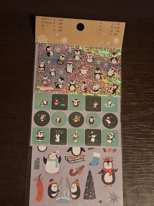 Set Cadou Pinguini - Pix cu pluș + Stickere Crăciun/Iarnă (Noi)