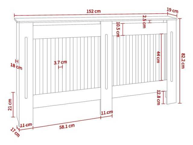 Panou decorativ- Mască calorifer, lemn MDF alb lucios L