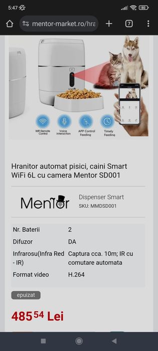 Dozator automat wifi mâncare,apa