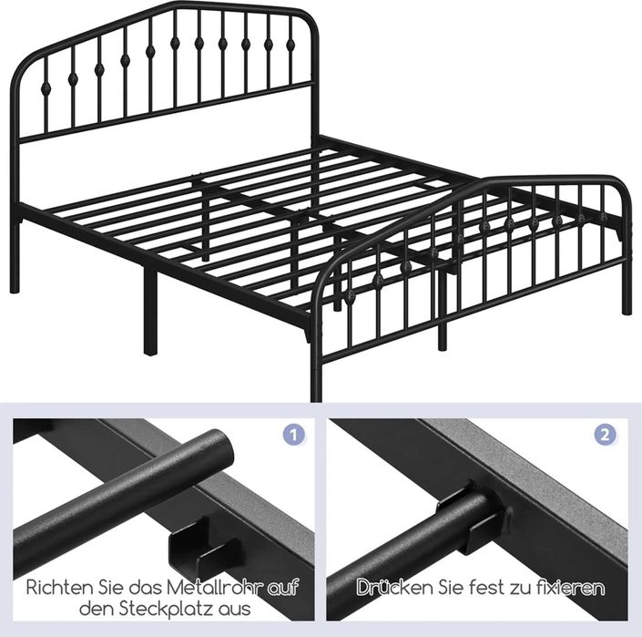 Cadru pat 160x200cm metalic modern rezistent |S 615153 Black 160x200cm