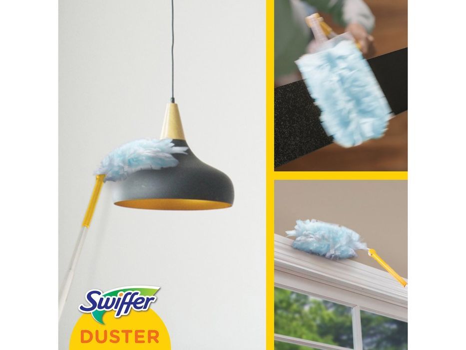 Pamatuf sters praful Swiffer Duster XXL cu maner extensibil pana la 90 cm, cap flexibil rotativ in 4 directii, +2 rezerve