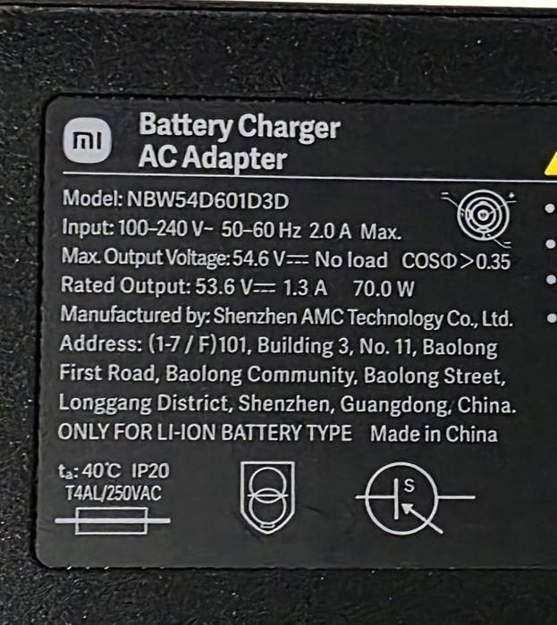 Incarcator 53.6V  original trotinete electrice Xiaomi / Segway Ninebot