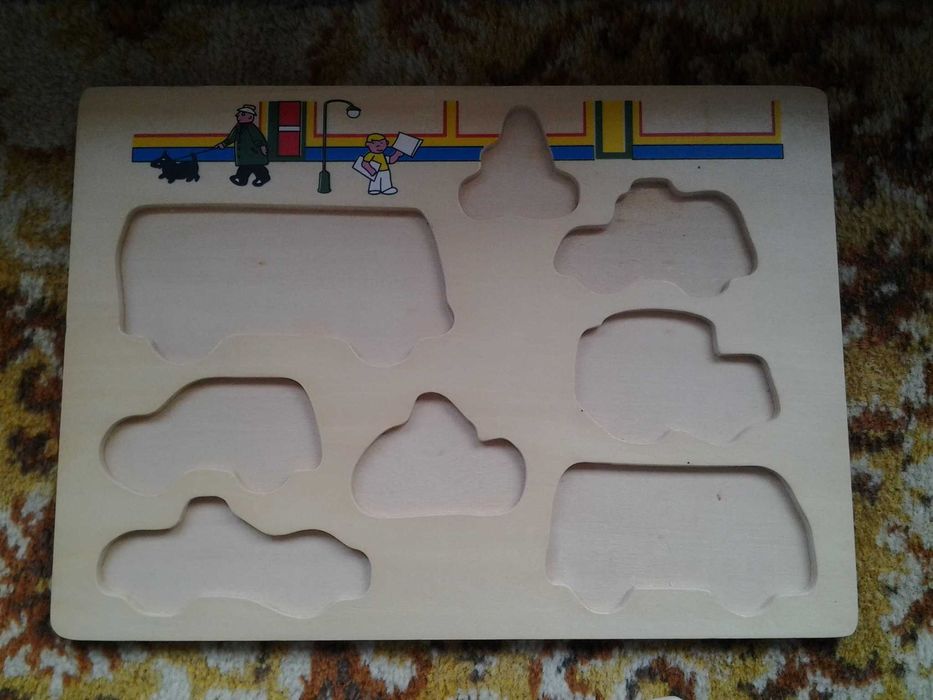 Autovehicule - puzzle din lemn 7 piese copii +1 an