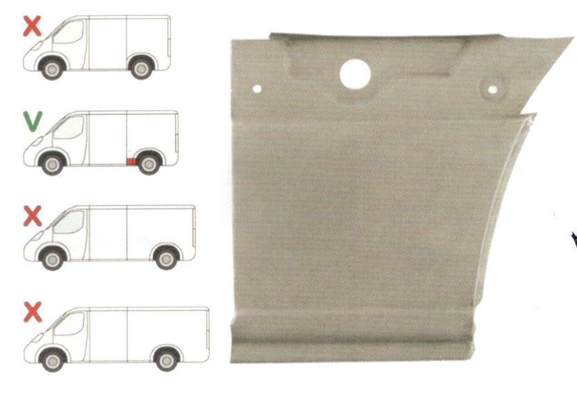 Segment reparatie aripa spate Mercedes Sprinter 20, VVW Crafter 20, L=3265 Partea Stanga, Spate, lungime 410 mm, inaltime 393 mm in fta rotii Model