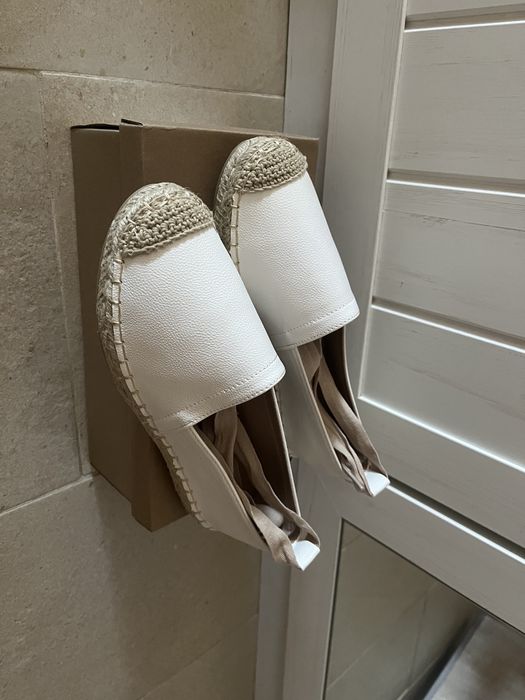 Espadrile alb bej