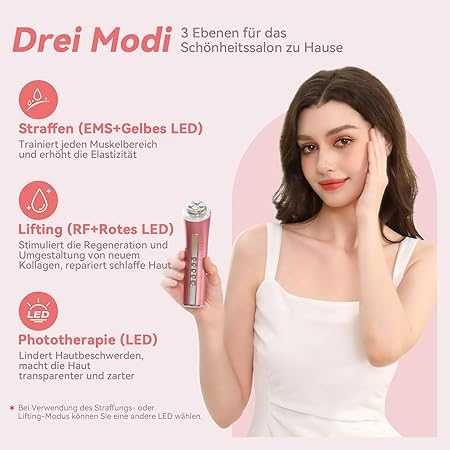CARER SPARK Масажор за лице против бръчки, RF с 3 LED светлини, EMS