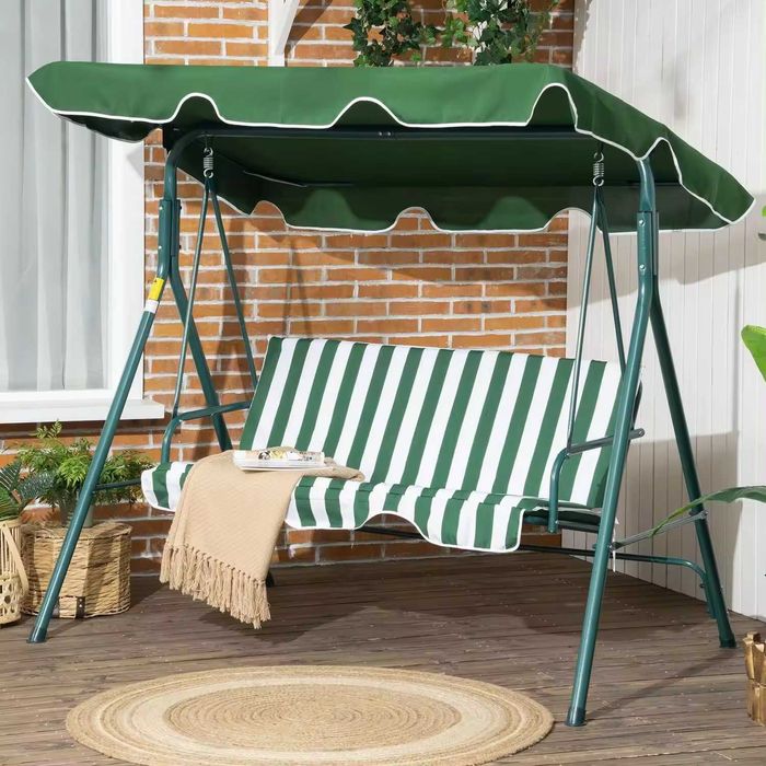 Balansoar Leagan Banca Metal Verde Curte Gradina Terasa 3 Persoane Relaxare Livrare GRATUITA !