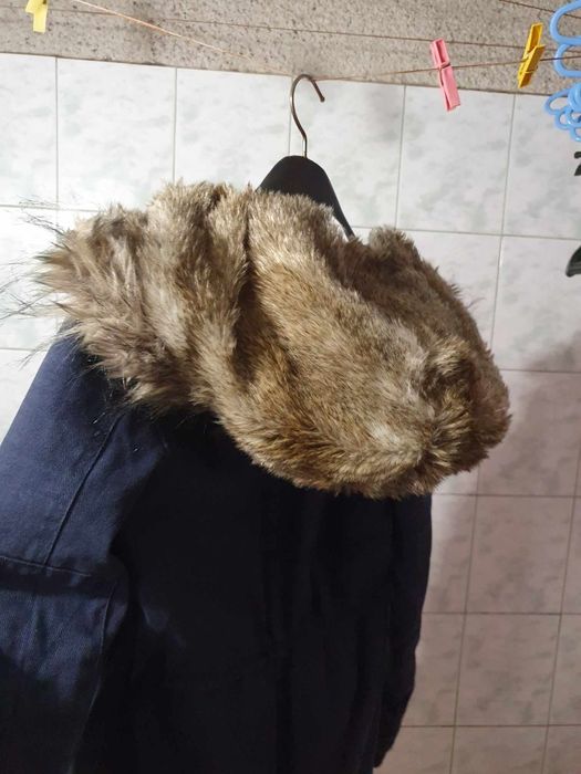Яке палто парка  superdry xs / S 34 / 36 естествен  и 158 см става същ