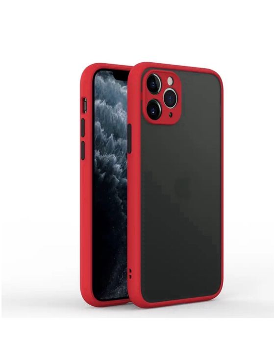 Iphone 12/13/14/15 PRO MAX Husa Hybrid Margine Silicon Neagra Rosie Ve