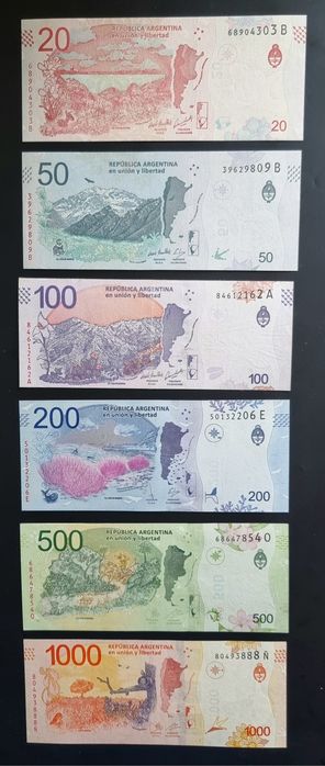 Аржентина.  20, 50 ,100 ,200,500 и 1000  песо.
2015 - 2024 година.
UNC