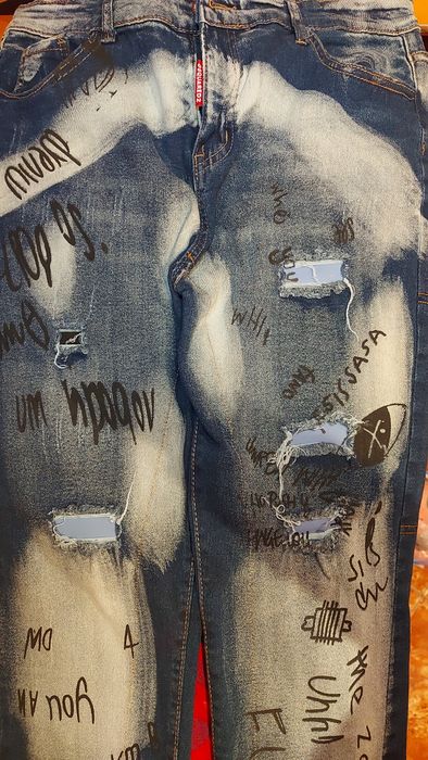 Blugi Dsquared2 Jeans 32M(48) Graffiti Painted nu amiri offwhite lv dg