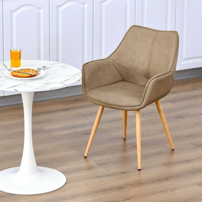 Scaun Modern Bucatarie din piele sintetica , Maro , HOMCOM x6 buc