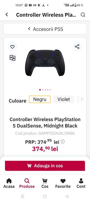Manete originale Sony DualSense PlayStation 5 alb și negru