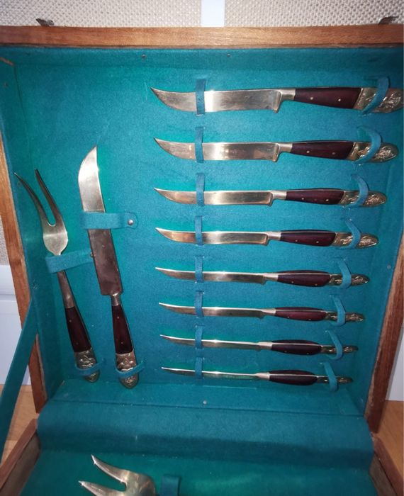 Антикварен сервиз прибори Sri Sang Thai LK 8 човека бронз палисандър