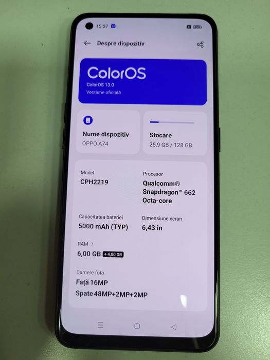 Oppo A74 Black Dual Sim Ca Nou Impecabil