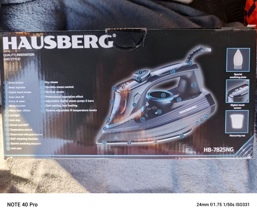 Fier de calcat cu ecran LED HAUSBERG HB-7825NG, talpa din titan