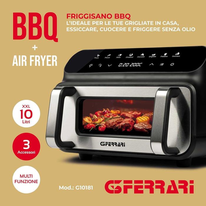 Фритюрник с горещ въздух и барбекю G3 Ferrari Friggisano BBQG10181 10L