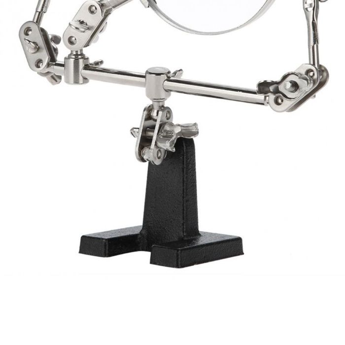 Лупа за ремонтиране 60 мм със стойка и щипки - трета помощна ръка