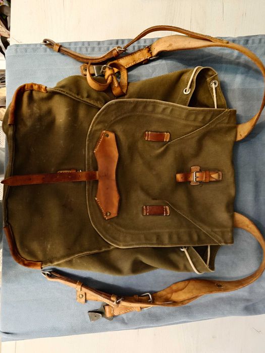 Raniță militară românească RSR vintage – pânză și piele