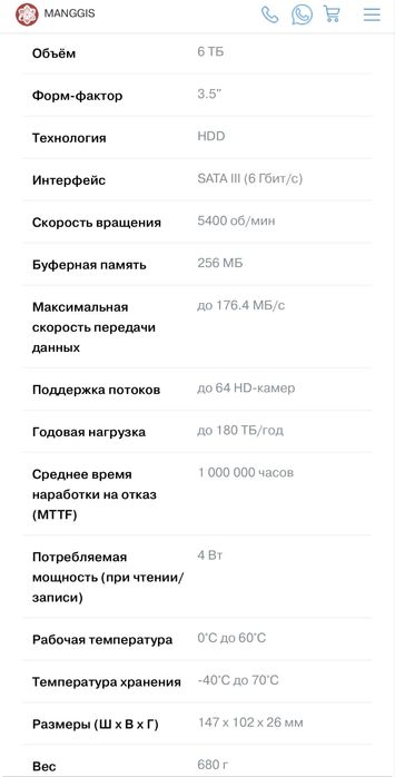 Жесткий диск Hikvision DS60HKVS-VX1 6000 Gb