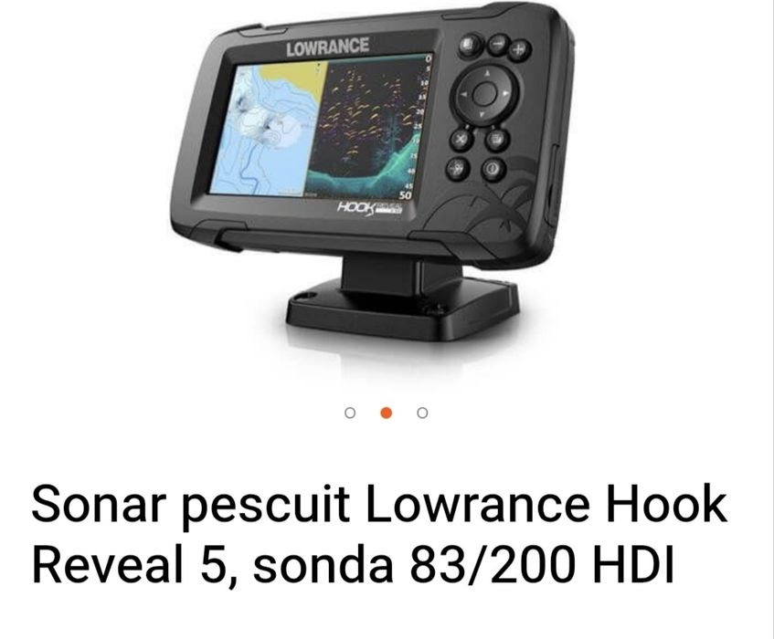 Barca Kolibri Profi KM 360, tego. Motor Parsun 5cai. Sonar pescuit Lowrance Hook Reveal 5, sonda 83/200 HDI