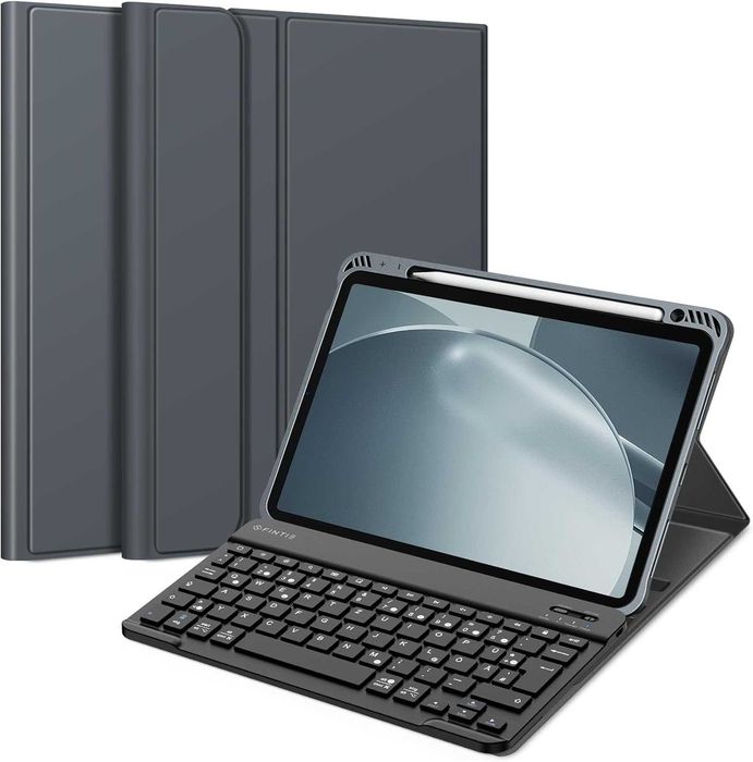 Husa Fintie cu tastatura iPad Air 4/5 10.9, QWERTZ, gri