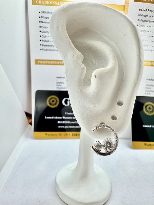 Сребърни обеци с мойсанит (Диамант) 0.8 карата